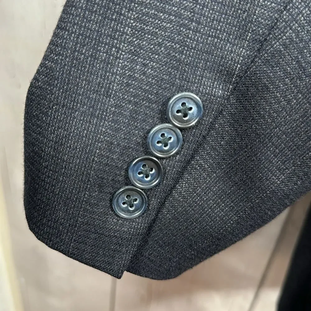 Lanvin Mens Virgin Wool Midnight Blue Double Breasted Regular 34 Blazer Jacket